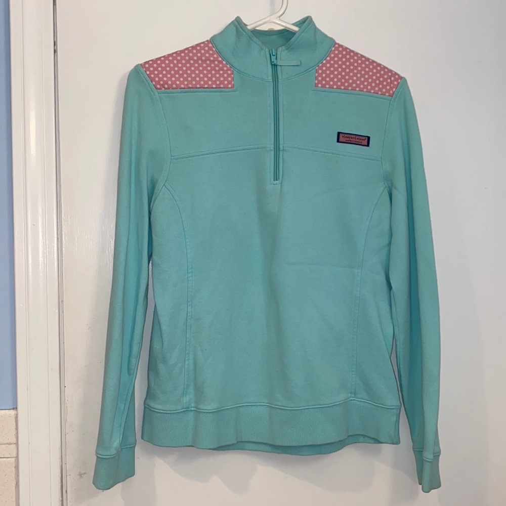 Vineyard vine teal quarter zip
